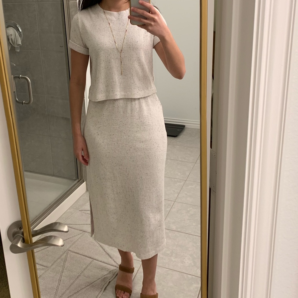 Lou Grey ribbed midi skirt and top XS